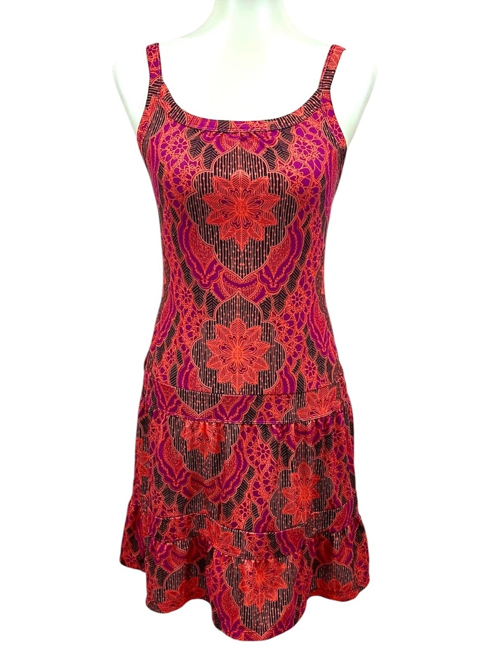 Prana Breathe Lexi Abstract Mandala Print Tiered Active Bra Tank Dress